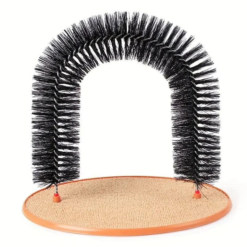 Arco Masajeador y Cepillo Interactivo para Gatos con Rascador