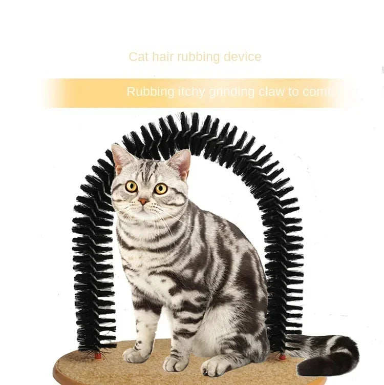 Arco Masajeador y Cepillo Interactivo para Gatos con Rascador