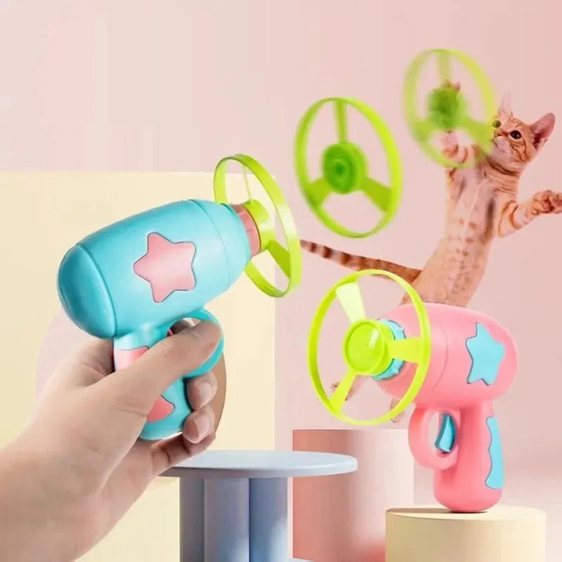 Mini Pistola Lanza Discos para Gatos – Juguete Interactivo de Entrenamiento y Diversión