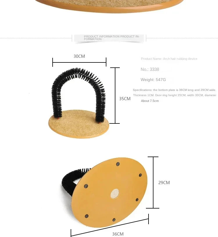 Arco Masajeador y Cepillo Interactivo para Gatos con Rascador