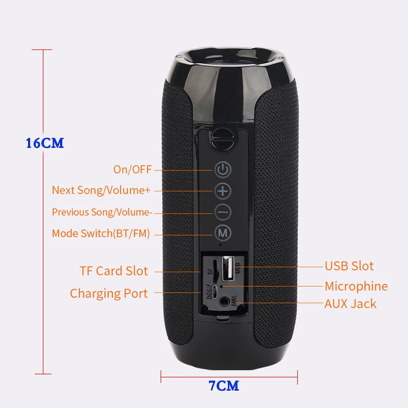 ALTAVOZ BLUETOOTH PORTÁTIL INALÁMBRICO CON RADIO FM