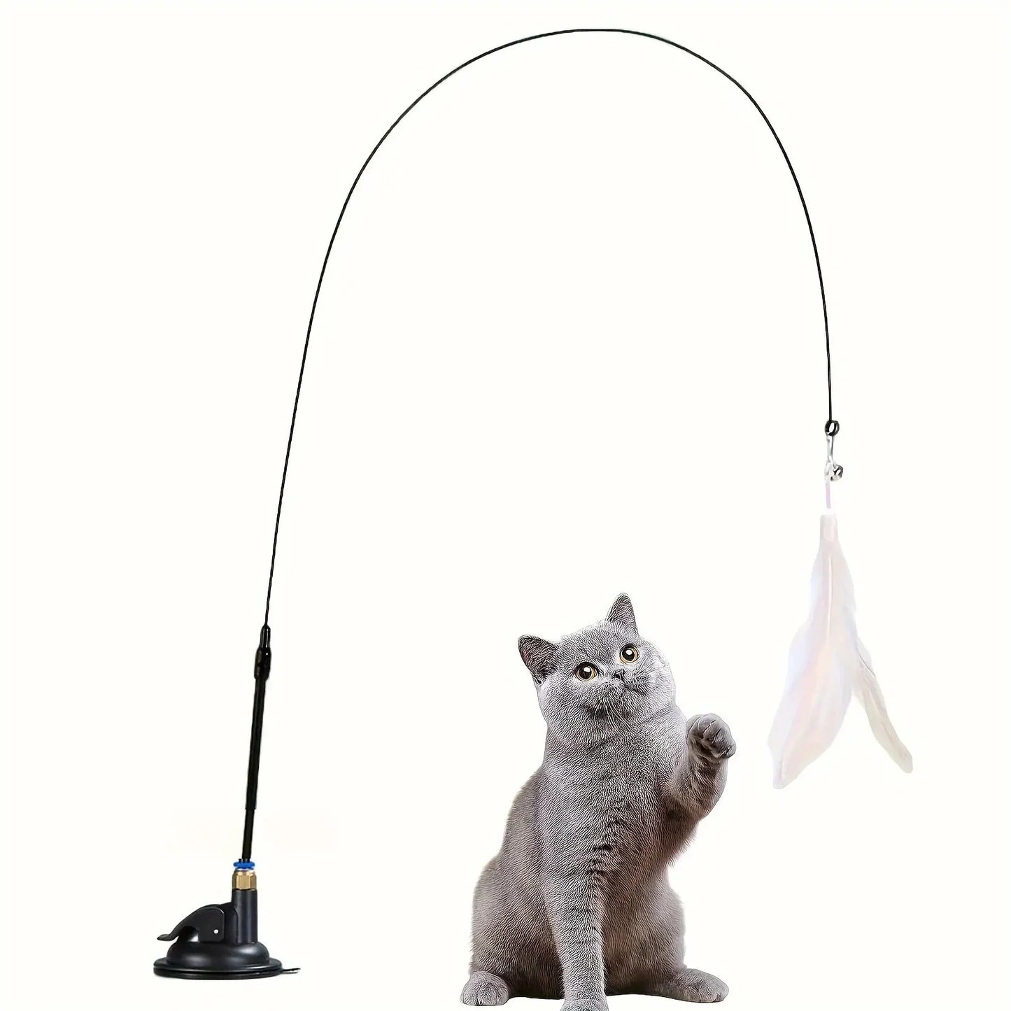 Juguete Interactivo para Gatos con Ventosa y Plumas 🐱✨