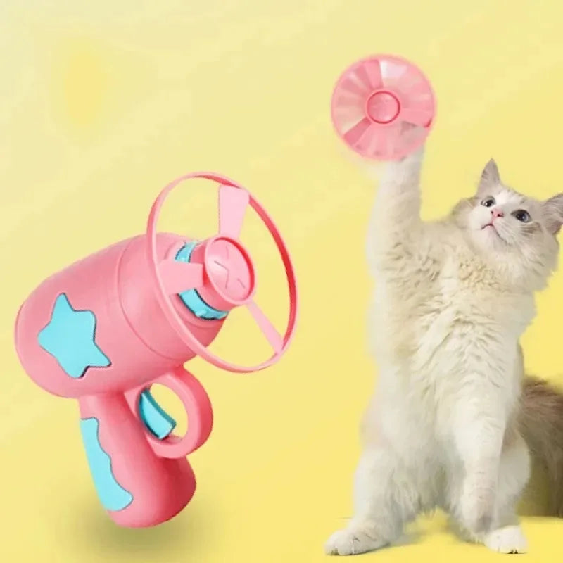 Mini Pistola Lanza Discos para Gatos – Juguete Interactivo de Entrenamiento y Diversión