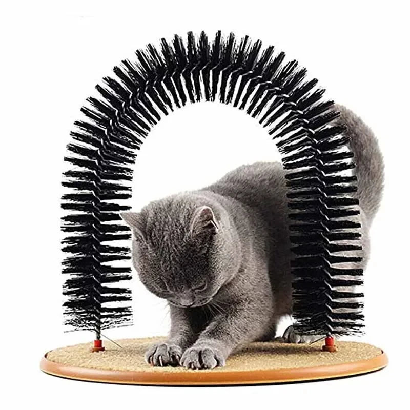 Arco Masajeador y Cepillo Interactivo para Gatos con Rascador