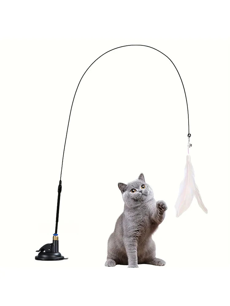 Juguete Interactivo para Gatos con Ventosa y Plumas 🐱✨