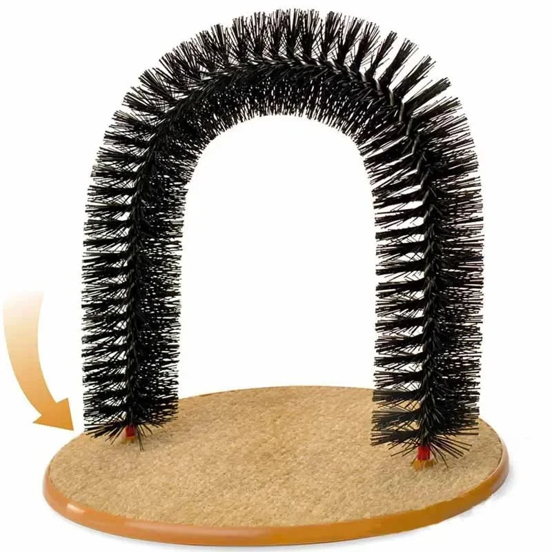Arco Masajeador y Cepillo Interactivo para Gatos con Rascador