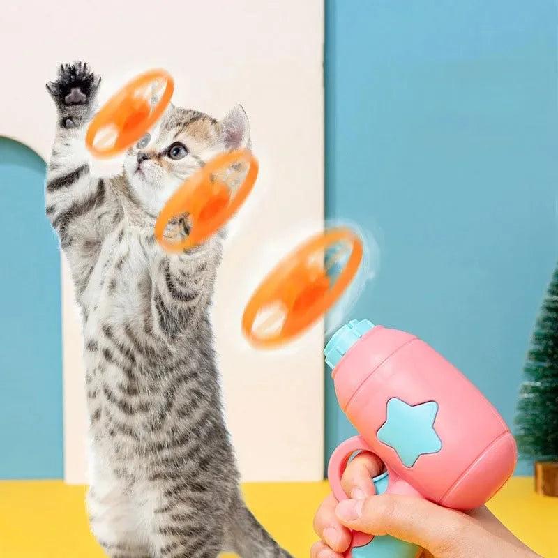 Mini Pistola Lanza Discos para Gatos – Juguete Interactivo de Entrenamiento y Diversión