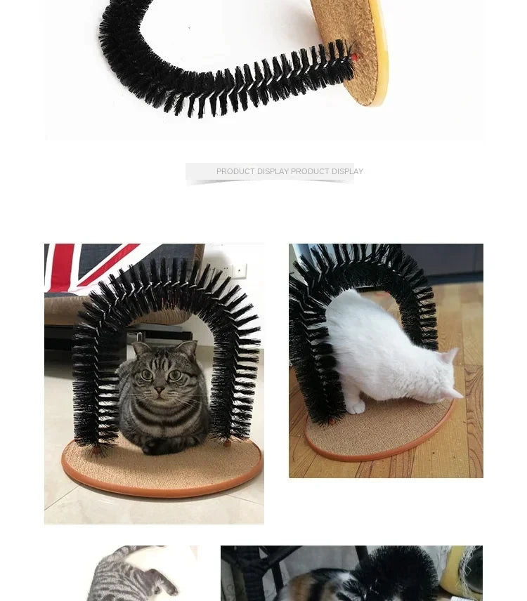 Arco Masajeador y Cepillo Interactivo para Gatos con Rascador