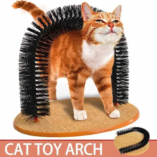 Arco Masajeador y Cepillo Interactivo para Gatos con Rascador